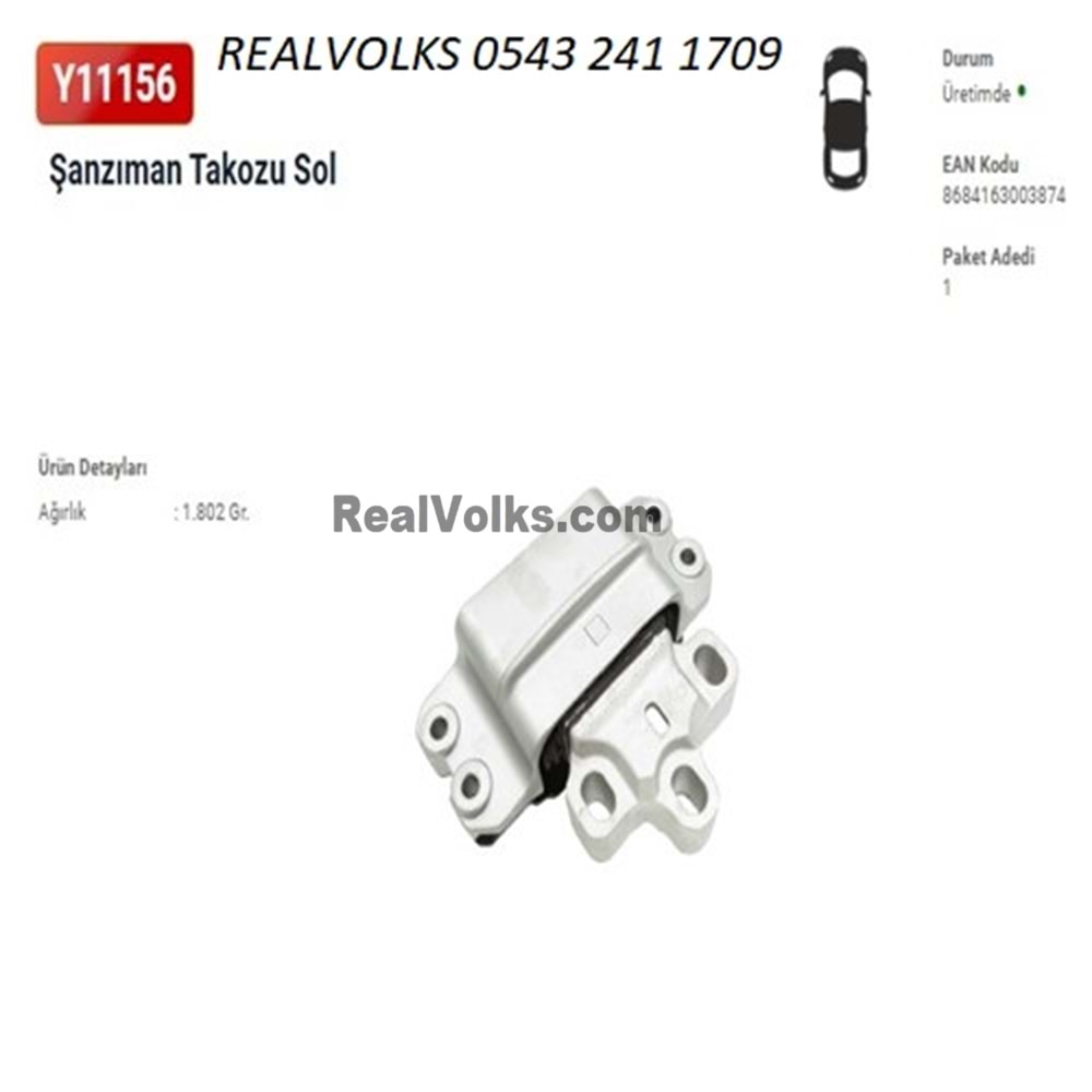 SANZIMAN TAKOZU SOL GOLF IV-V CADDY III JETTA III TOURAN SCIROCCO OCTAVIA A3 TOLEDO II LEON ALTEA 1.8TFSI 2.0TFSI 1.9TDI 2.0TDI 03-> (BMM-BLS-BKD-BKC-BLS-BXE-CAYC-CBDC)