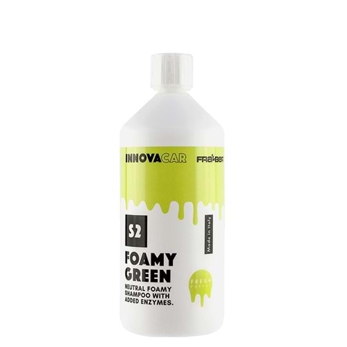 INNOVACAR S2 FOAMY Enzimli PH Nötr Yeşil Renkli Özel Kokulu Araç Yıkama Şampuanı - 1 lt