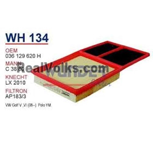 WUNDER WH134 HAVA FİLTRESİ - VOLKSWAGEN CADDY-GOLF V-POLO-FABİA-L