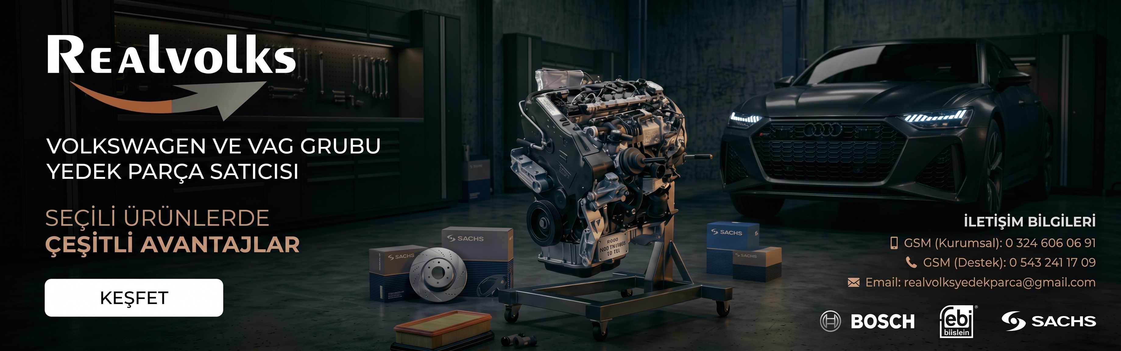 VAG grubu aracınızın performansını, güvenliğini ve değerini korumak için ihtiyaç duyduğunuz tüm yedek parça ve aksesuarlar REALVOLKS güvencesiyle burada. Geniş ürün yelpazemizi ve en çok tercih edilen parçalarımızı hemen keşfedin!