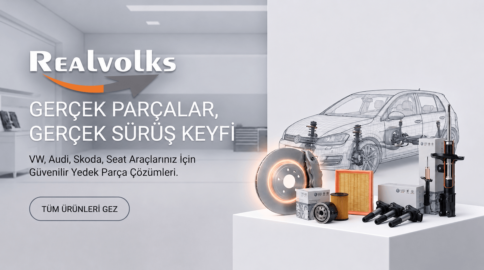 Aracınızın performansını, güvenliğini ve ömrünü korumak için aradığınız her şey tek adreste! REALVOLKS OTOMOTİV olarak, Volkswagen, Audi, Seat ve Skoda araçlarınız için yüksek kaliteli yedek parça ve aksesuar çözümlerini sunuyoruz. VAG grubuna tam uyumlu geniş stok çeşitliliğimiz, teknik uzmanlığımız ve hızlı teslimat altyapımızla ihtiyacınız olan her parçayı güvenle kapınıza getiriyoruz. Aracınıza hak ettiği kaliteyi REALVOLKS güvencesiyle sağlayın.