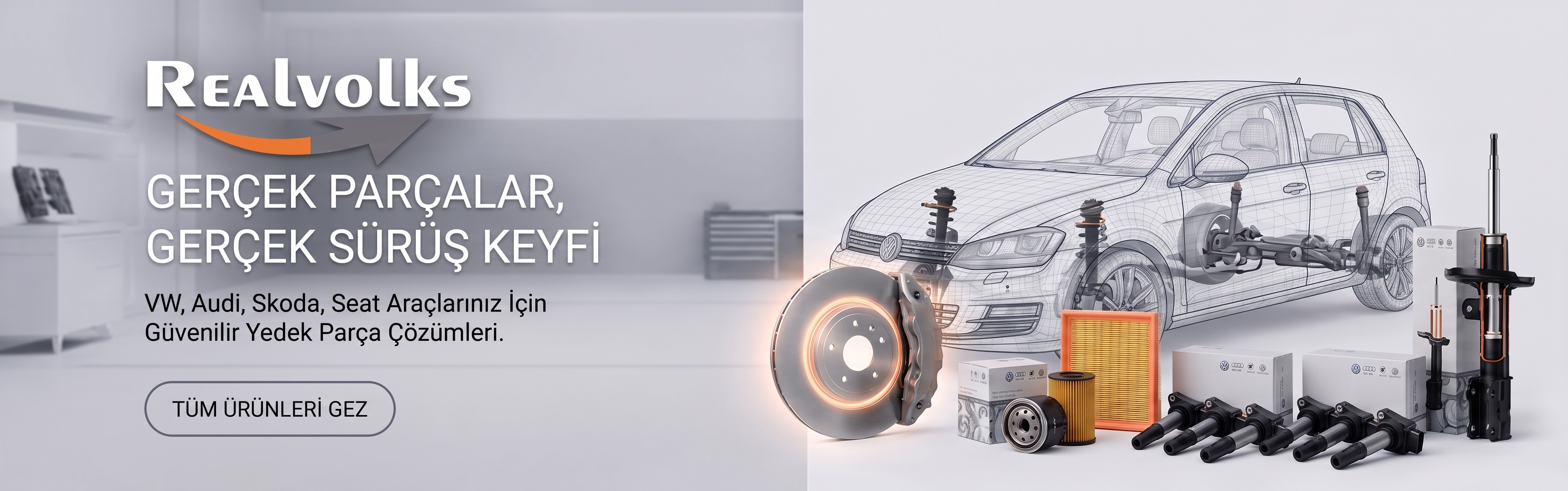Aracınızın performansını, güvenliğini ve ömrünü korumak için aradığınız her şey tek adreste! REALVOLKS OTOMOTİV olarak, Volkswagen, Audi, Seat ve Skoda araçlarınız için yüksek kaliteli yedek parça ve aksesuar çözümlerini sunuyoruz. VAG grubuna tam uyumlu geniş stok çeşitliliğimiz, teknik uzmanlığımız ve hızlı teslimat altyapımızla ihtiyacınız olan her parçayı güvenle kapınıza getiriyoruz. Aracınıza hak ettiği kaliteyi REALVOLKS güvencesiyle sağlayın.